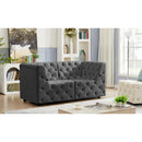 Meridian Tuft Grey Velvet Modular Sofa IMAGE 2
