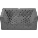 Meridian Tuft Grey Velvet Modular Sofa IMAGE 4