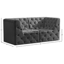 Meridian Tuft Grey Velvet Modular Sofa IMAGE 9