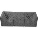 Meridian Tuft Grey Velvet Modular Sofa IMAGE 5