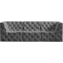 Meridian Tuft Grey Velvet Modular Sofa IMAGE 6
