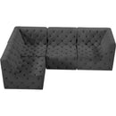 Meridian Tuft Grey Velvet Modular Sectional IMAGE 10
