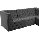 Meridian Tuft Grey Velvet Modular Sectional IMAGE 14