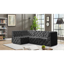 Meridian Tuft Grey Velvet Modular Sectional IMAGE 4