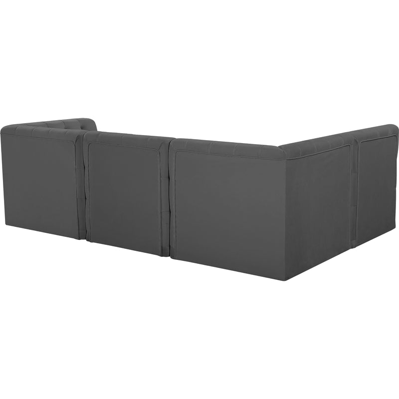 Meridian Tuft Grey Velvet Modular Sectional IMAGE 5