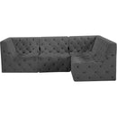 Meridian Tuft Grey Velvet Modular Sectional IMAGE 7