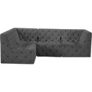 Meridian Tuft Grey Velvet Modular Sectional IMAGE 8