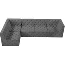 Meridian Tuft Grey Velvet Modular Sectional IMAGE 10