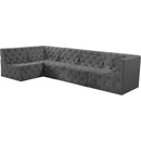 Meridian Tuft Grey Velvet Modular Sectional IMAGE 2