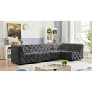 Meridian Tuft Grey Velvet Modular Sectional IMAGE 3