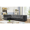 Meridian Tuft Grey Velvet Modular Sectional IMAGE 4