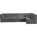 Meridian Tuft Grey Velvet Modular Sectional IMAGE 7