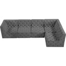 Meridian Tuft Grey Velvet Modular Sectional IMAGE 9