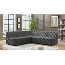 Meridian Tuft Grey Velvet Modular Sectional IMAGE 2