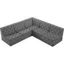 Meridian Tuft Grey Velvet Modular Sectional IMAGE 5