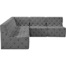 Meridian Tuft Grey Velvet Modular Sectional IMAGE 6