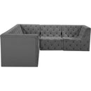 Meridian Tuft Grey Velvet Modular Sectional IMAGE 3