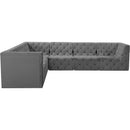 Meridian Tuft Grey Velvet Modular Sectional IMAGE 10