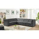 Meridian Tuft Grey Velvet Modular Sectional IMAGE 4