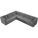 Meridian Tuft Grey Velvet Modular Sectional IMAGE 8