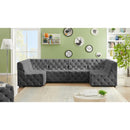 Meridian Tuft Grey Velvet Modular Sectional IMAGE 2