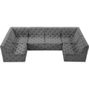 Meridian Tuft Grey Velvet Modular Sectional IMAGE 5