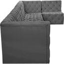Meridian Tuft Grey Velvet Modular Sectional IMAGE 11