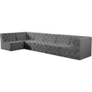 Meridian Tuft Grey Velvet Modular Sectional IMAGE 2