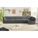 Meridian Tuft Grey Velvet Modular Sectional IMAGE 3