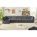 Meridian Tuft Grey Velvet Modular Sectional IMAGE 4