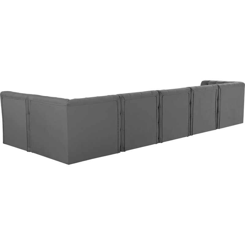 Meridian Tuft Grey Velvet Modular Sectional IMAGE 5