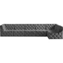 Meridian Tuft Grey Velvet Modular Sectional IMAGE 7