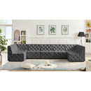 Meridian Tuft Grey Velvet Modular Sectional IMAGE 2