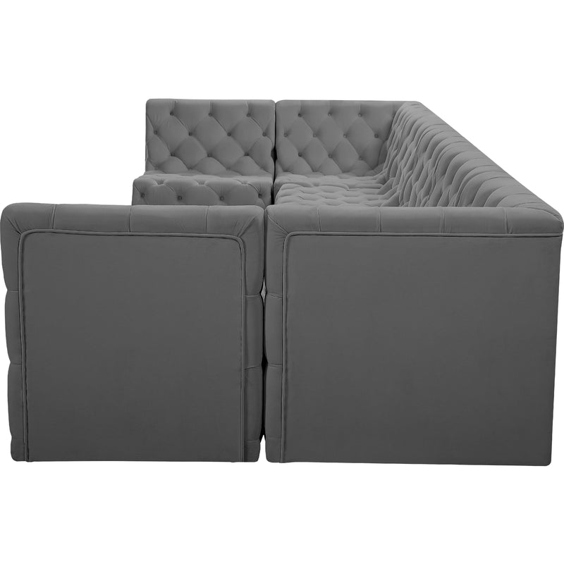 Meridian Tuft Grey Velvet Modular Sectional IMAGE 6