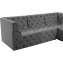 Meridian Tuft Grey Velvet Modular Sectional IMAGE 9