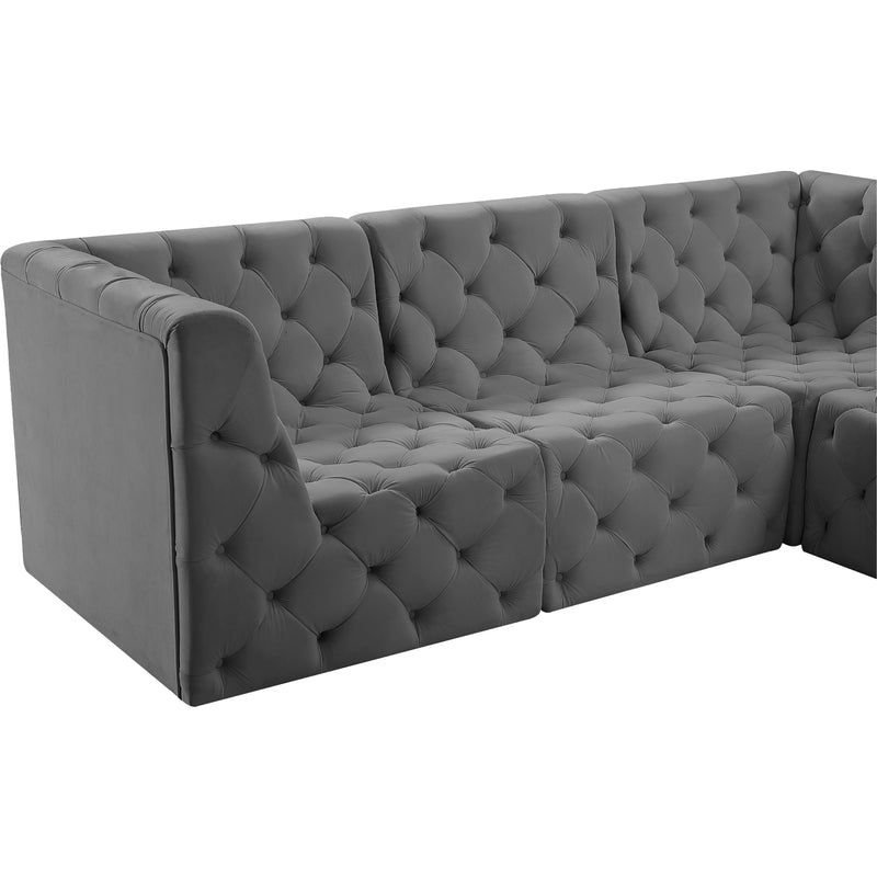 Meridian Tuft Grey Velvet Modular Sectional IMAGE 9