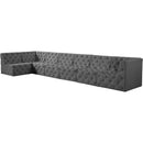 Meridian Tuft Grey Velvet Modular Sectional IMAGE 2