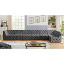 Meridian Tuft Grey Velvet Modular Sectional IMAGE 3