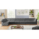 Meridian Tuft Grey Velvet Modular Sectional IMAGE 4