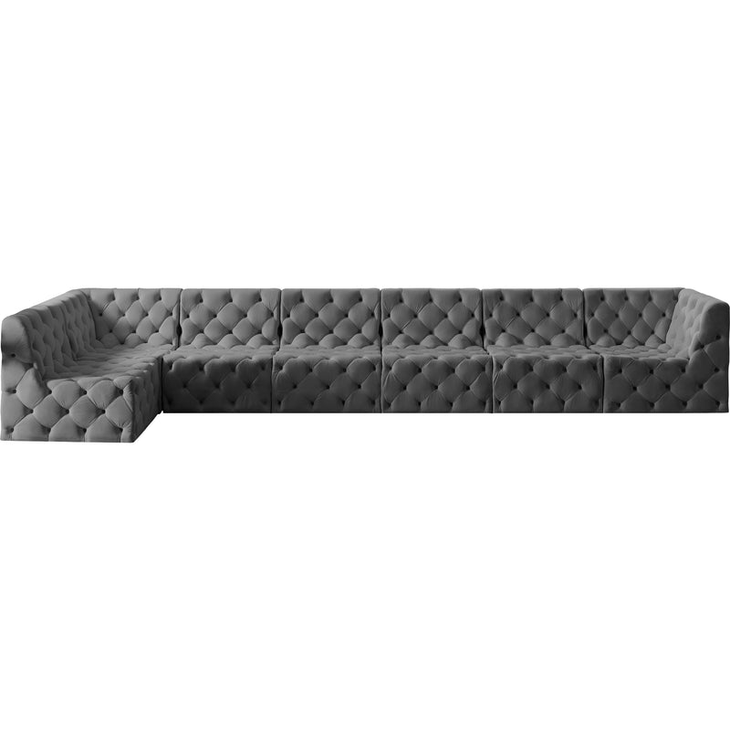 Meridian Tuft Grey Velvet Modular Sectional IMAGE 8