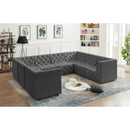 Meridian Tuft Grey Velvet Modular Sectional IMAGE 2