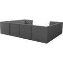 Meridian Tuft Grey Velvet Modular Sectional IMAGE 4