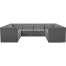 Meridian Tuft Grey Velvet Modular Sectional IMAGE 5