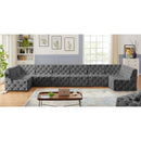 Meridian Tuft Grey Velvet Modular Sectional IMAGE 2