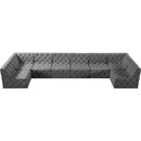 Meridian Tuft Grey Velvet Modular Sectional IMAGE 4