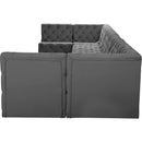 Meridian Tuft Grey Velvet Modular Sectional IMAGE 5