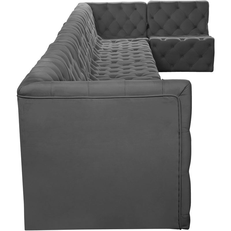 Meridian Tuft Grey Velvet Modular Sectional IMAGE 11