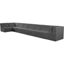Meridian Tuft Grey Velvet Modular Sectional IMAGE 2