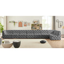 Meridian Tuft Grey Velvet Modular Sectional IMAGE 3