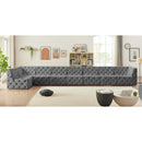 Meridian Tuft Grey Velvet Modular Sectional IMAGE 4